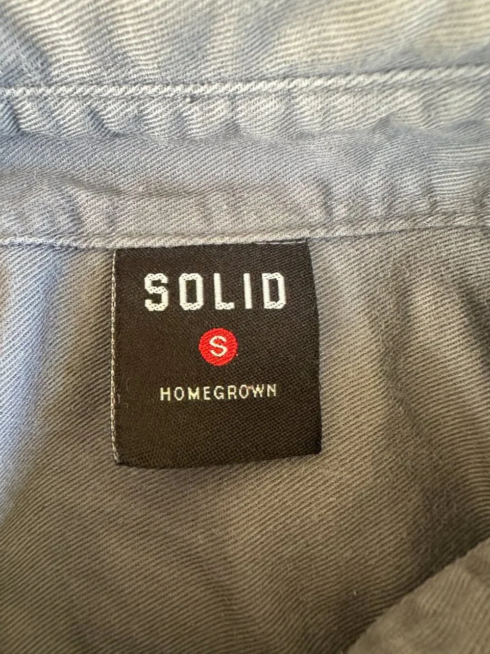 Solid Homegrown Men's Dark Gray Floral Pocket SS Button Front Shirt Small Cotton